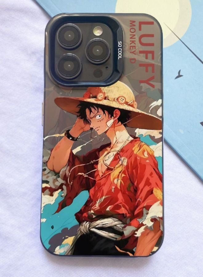 iPhone 15 Pro Case with Anime One Piece Luffy Pattern, UV Painting PC Hard Phone Case, Anti-Scratch Shockproof Anti-Yellowing Case Cover for Apple iPhone 15 Pro