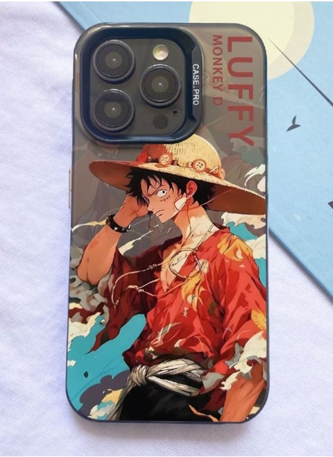 iPhone 15 Pro Case with Anime One Piece Luffy Pattern, UV Painting PC Hard Phone Case, Anti-Scratch Shockproof Anti-Yellowing Case Cover for Apple iPhone 15 Pro