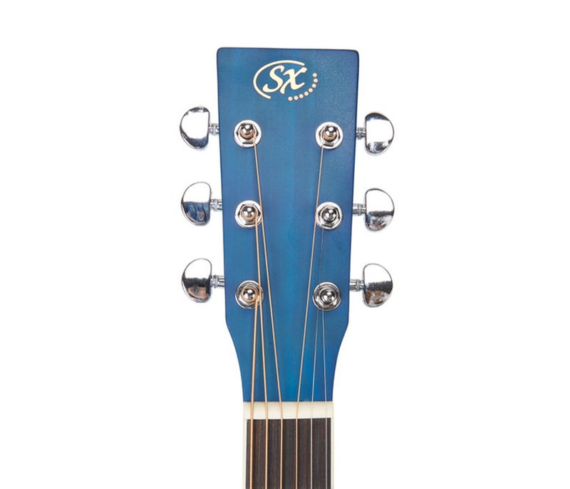 SX Guitar SD103KBUS Dreadnought Acoustic Guitar Kit - Blue - Image 3