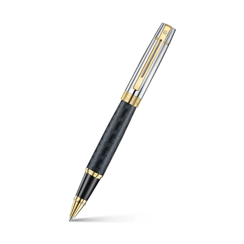 SHEAFFER Pen Sheaffer 300 E9347 Engraved Matt Black Barrel And Shiny Chrome Cap,Pvd Gold Trims Rb - Image 1