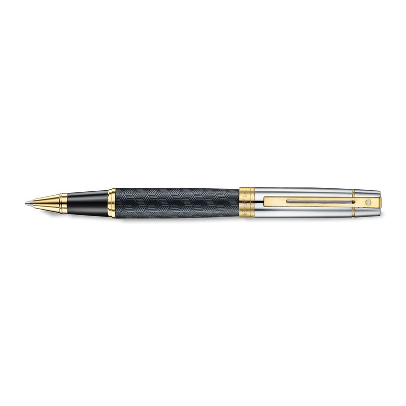 SHEAFFER Pen Sheaffer 300 E9347 Engraved Matt Black Barrel And Shiny Chrome Cap,Pvd Gold Trims Rb - Image 4
