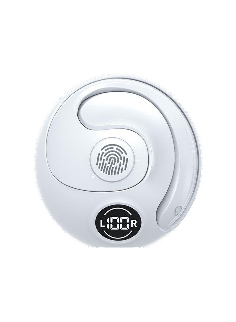 سماعات أذن لاسلكية، سماعة رأس بلوتوث رياضية مفتوحة من النوع اللاسلكي، شاشة عرض LED ستيريو لمعظم الهواتف المحمولة (أبيض) - Image 1