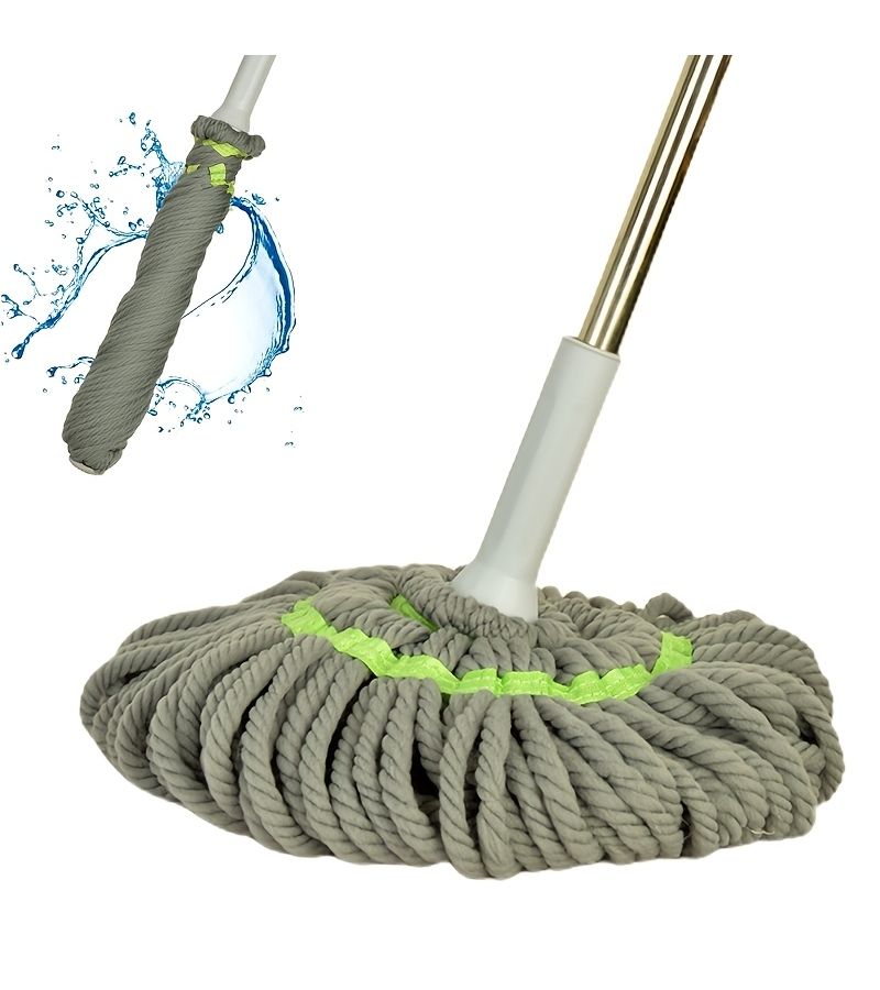 Self Wringing Mop Grey for Floor Cleaning Long Handled Microfiber Easy Wring Spin Mop Hardwood Tile Living Room Bathroom Home