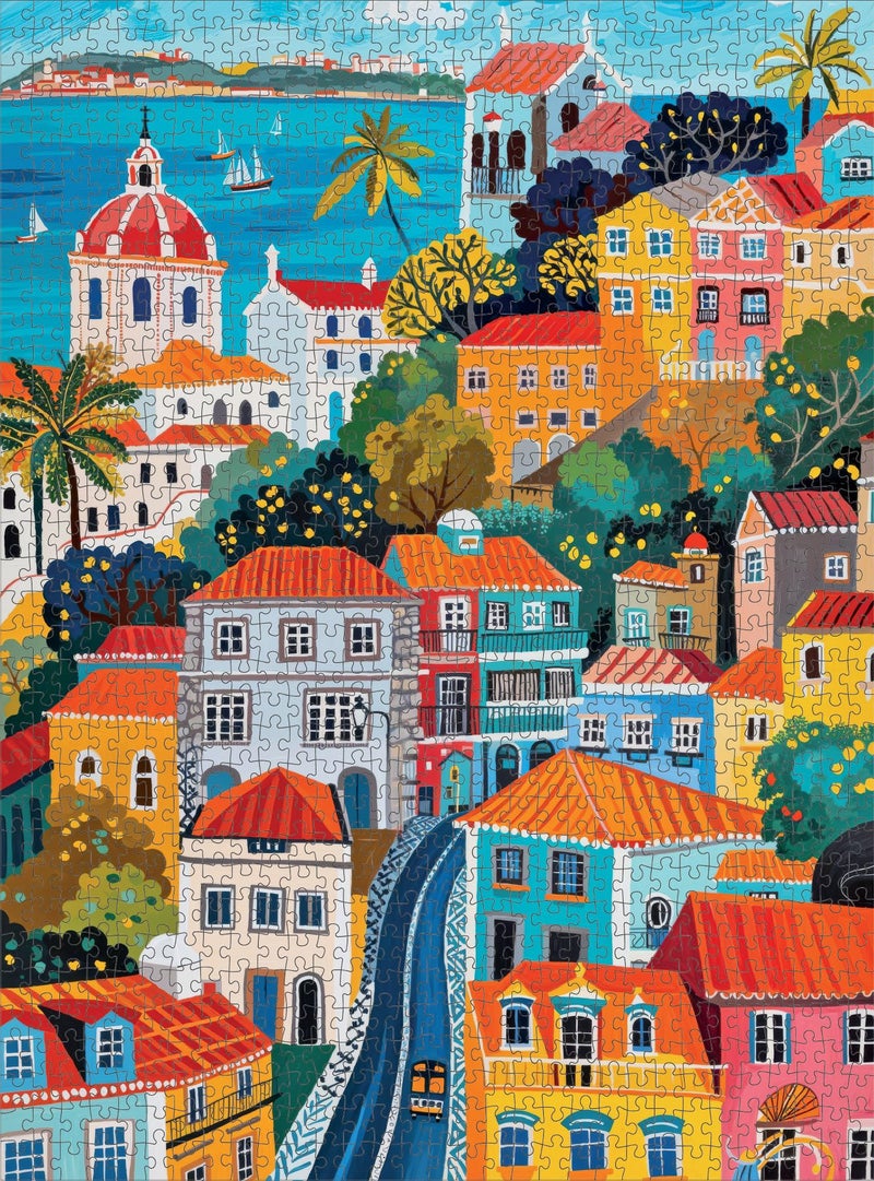 Cross & Glory - Jigsaw Puzzles 1000 Pieces for Adults | Vibrant Vistas of Lisbon - 1000 Piece Puzzle for Adults | Folk Art Style | Bright | Colorful | Family Friendly Game - Image 5