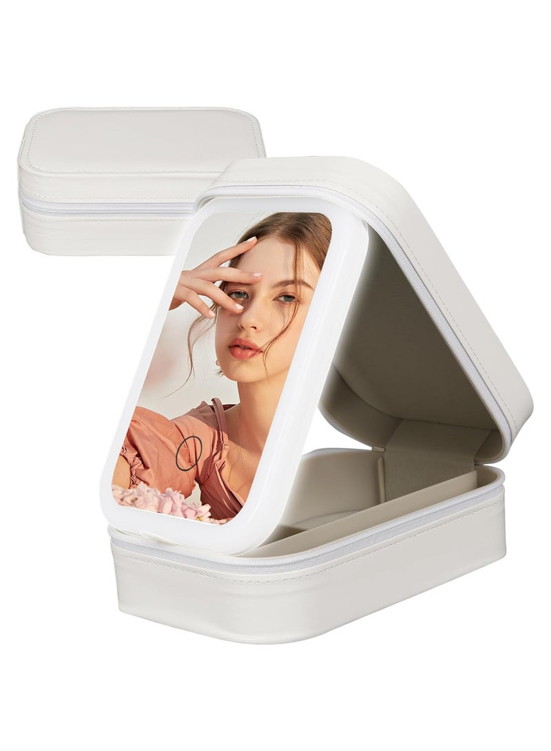 عام سطحة تصميم التجهيزات مع مرآة مضاءة، سطحة قابلة للنقل لكبس المكياج مع مرآة مضاءة، 3 ألوان ليد، سطحة معالج التجهيزات وحدات معالج التجهيزات النقلية. - Image 1