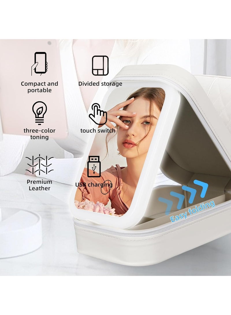 عام سطحة تصميم التجهيزات مع مرآة مضاءة، سطحة قابلة للنقل لكبس المكياج مع مرآة مضاءة، 3 ألوان ليد، سطحة معالج التجهيزات وحدات معالج التجهيزات النقلية. - Image 5