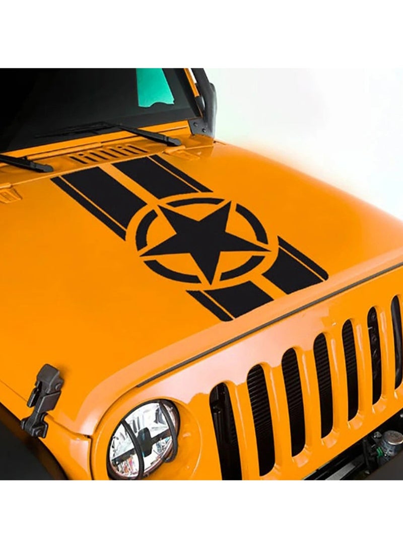 Black Five-Pointed Star Hood Personalized Car Stickers And Bumper Stickers, Suv Three-Box And Two-Box Universal - Image 3