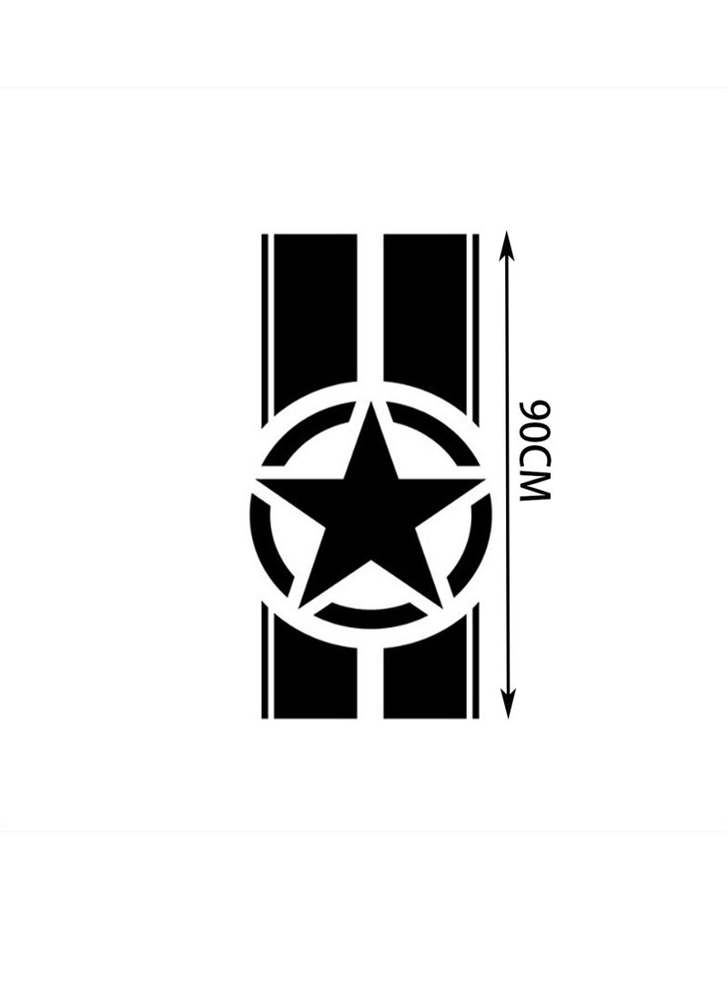 Black Five-Pointed Star Hood Personalized Car Stickers And Bumper Stickers, Suv Three-Box And Two-Box Universal - Image 2