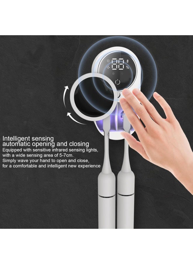 UV Toothbrush Sanitizer Cleaner Wall Mount/Bathroom Toothbrush Holder/Rechargeable/No Drilling/Easy to Clean 2 Toothbrush Slots for Electric and Manual Toothbrush - Image 2