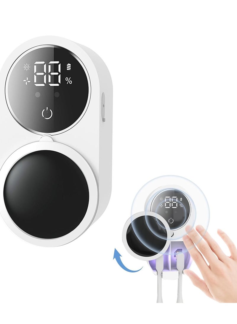 UV Toothbrush Sanitizer Cleaner Wall Mount/Bathroom Toothbrush Holder/Rechargeable/No Drilling/Easy to Clean 2 Toothbrush Slots for Electric and Manual Toothbrush - Image 1