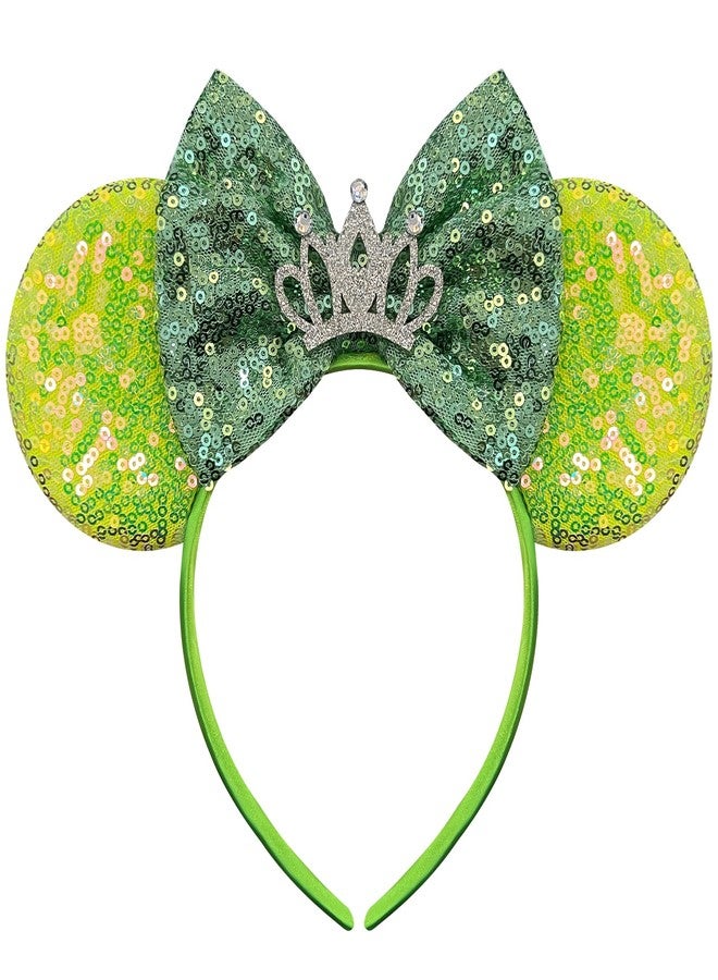 Bolonar Sequin Crown Headband with Princess Ears Bows for Women and Adults - Image 1