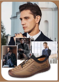 Moovant Men's Flats Shoes, Soft Sole Breathable Men's Shoes, New Fashion Casual Shoes, Hand-stitched Driving Shoes, Lightweight Tendon Sole Shoes, Brown  - Image 2