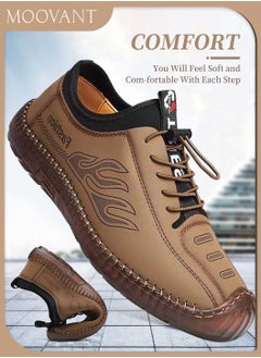 Moovant Men's Flats Shoes, Soft Sole Breathable Men's Shoes, New Fashion Casual Shoes, Hand-stitched Driving Shoes, Lightweight Tendon Sole Shoes, Brown  - Image 5