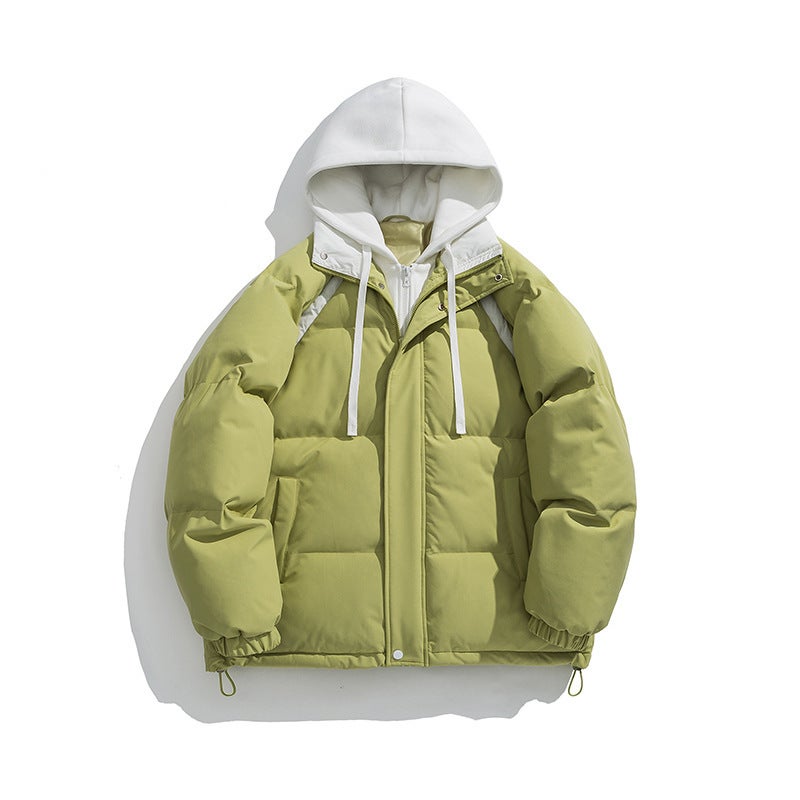 Winter New Fake Two-Piece Cotton-Padded Clothes For Lovers With Hooded Bread Clothing Trend Students Thick Warm Cotton-Padded Coat - Image 1