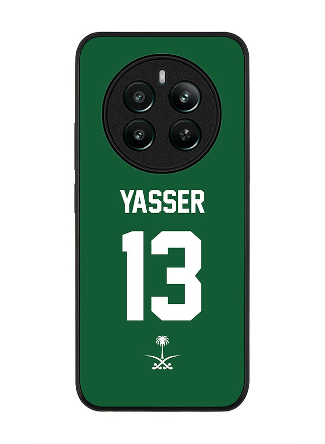 Stylizedd Rugged Black edge case for Realme 12 Plus 5G / Realme 12 4G, Slim fit Case Flexible Cover - Football Team - Saudi Arabia, Player Name - Yasser - Image 1
