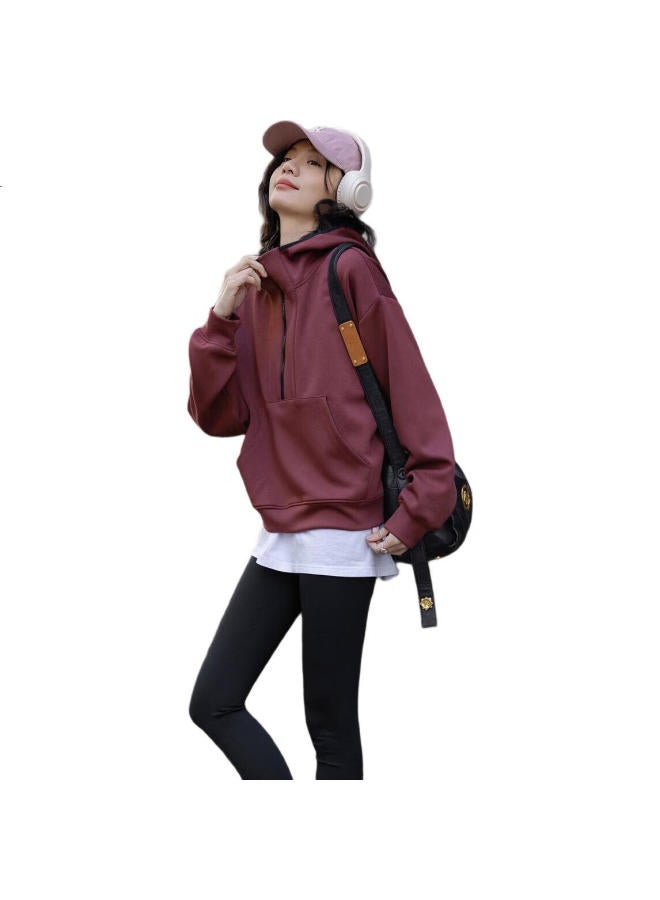 dme Demana [Urban Light Outdoor] Spring Sports Color-Block Hoodie With Collar, Loose And Comfortable, Slimming Women'S Sweatshirt - Image 1