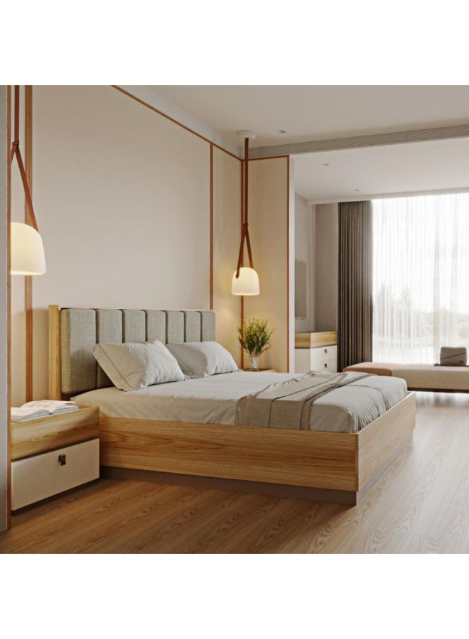 DANUBE HOME سرير كوين ساكرامنتو 150X200 - رمادي / بلوط - Image 1