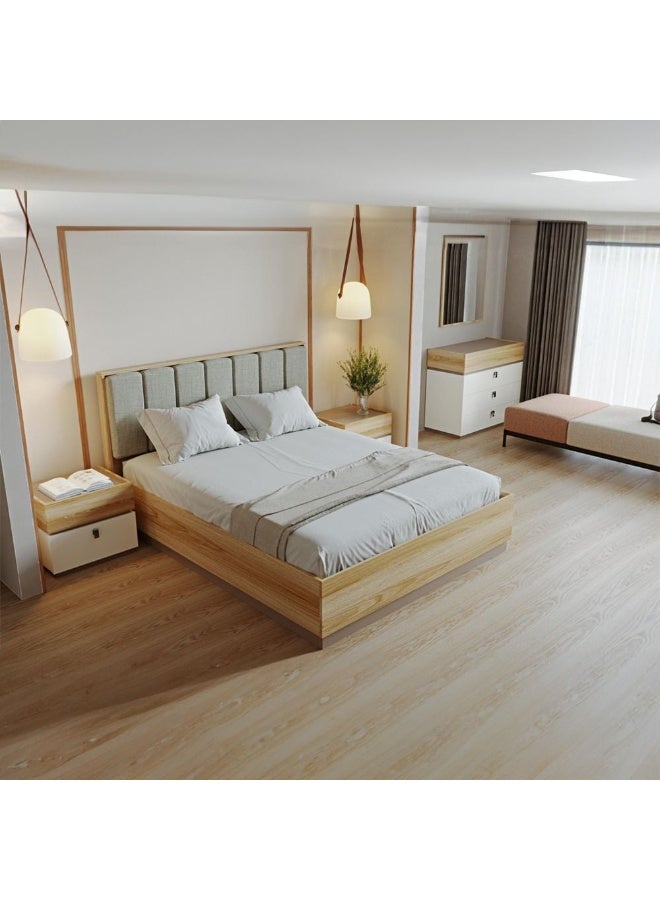 DANUBE HOME سرير كوين ساكرامنتو 150X200 - رمادي / بلوط - Image 4