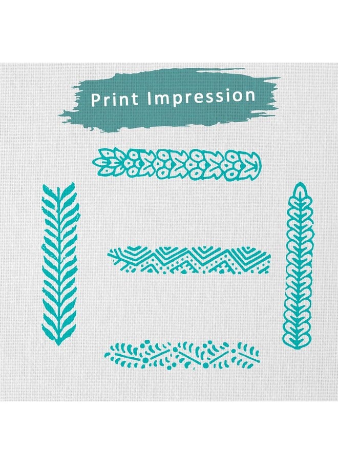 Hashcart Hashcart (Set of 5) Wooden Creative Border Pattern Fabric Stamps Printing Blocks - Finger Printing Blocks for Saree Border, Heena Printing, Textile Printing  - Image 3