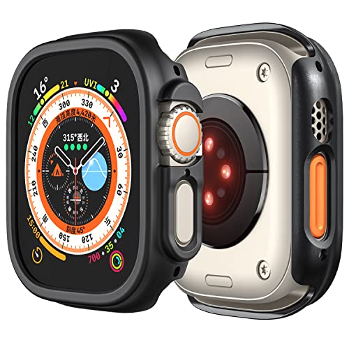 Yrzper Compatible with Apple Watch Ultra 3/2/1 49mm Hard PC Case Cover - Impact Resistant, Shockproof, All-Around Edge Protective Bumper Cover (2 Black) - Image 4