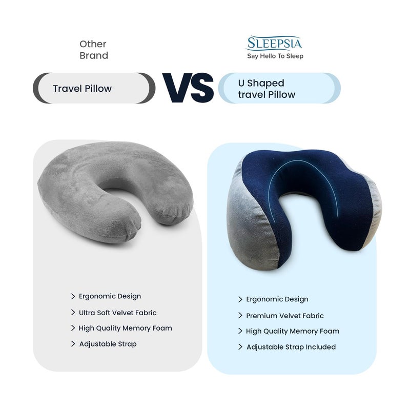 Sleepsia Ultimate Home Travel Neck Memory Foam Pillow Travel Neck Support Travel Pillow with Soft Washable Removable Cover Neck Support for Airplane Travelling Accessories - Image 5