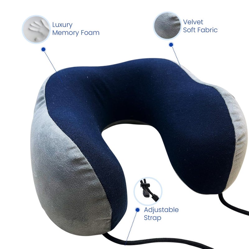 Sleepsia Ultimate Home Travel Neck Memory Foam Pillow Travel Neck Support Travel Pillow with Soft Washable Removable Cover Neck Support for Airplane Travelling Accessories - Image 2