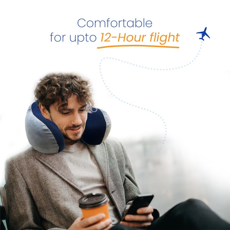 Sleepsia Ultimate Home Travel Neck Memory Foam Pillow Travel Neck Support Travel Pillow with Soft Washable Removable Cover Neck Support for Airplane Travelling Accessories - Image 3