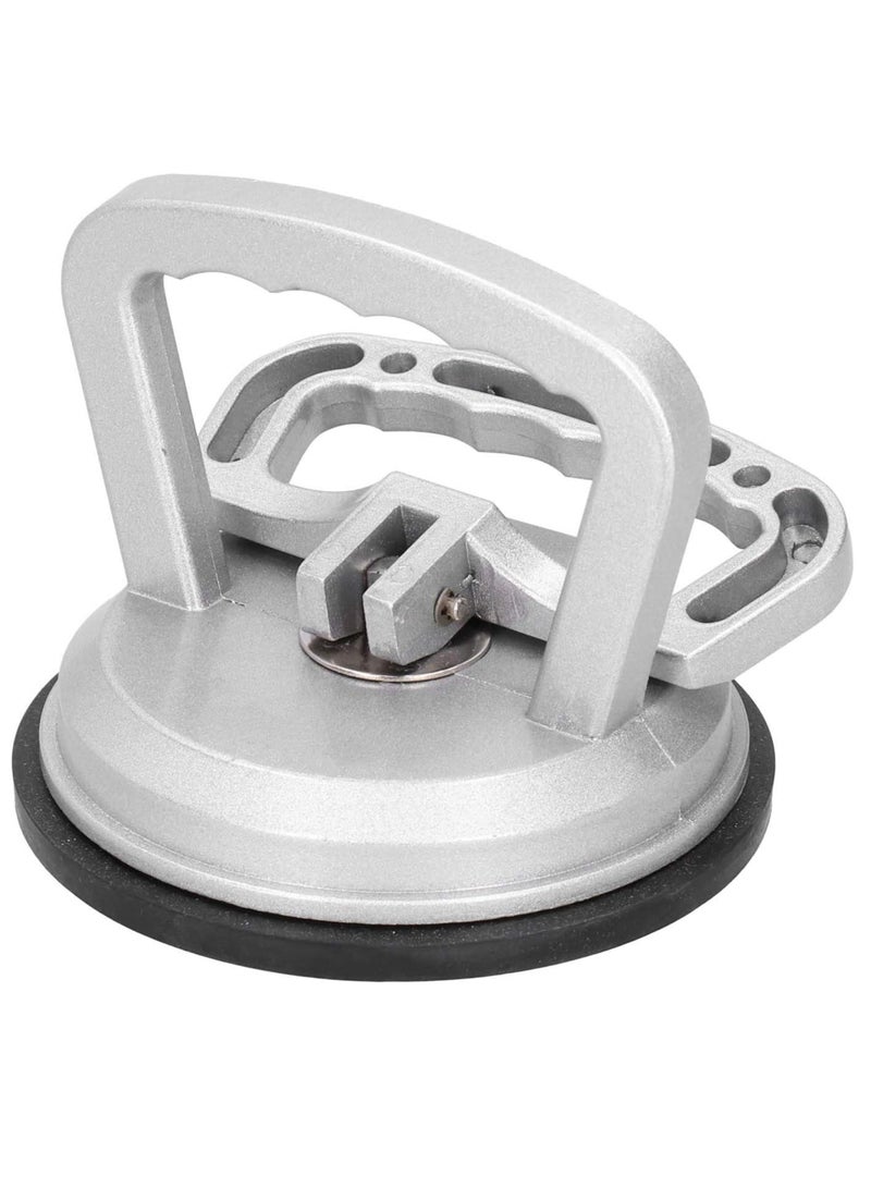 5-Inch Heavy Duty Aluminum Dent Removal Vacuum Suction Cup Lifter, Double Handle - Ideal for Glass, Tiles, Mirrors, Granite (Silver) - Image 1