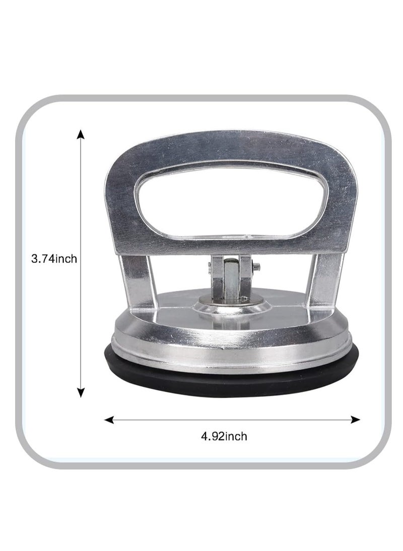 5-Inch Heavy Duty Aluminum Dent Removal Vacuum Suction Cup Lifter, Double Handle - Ideal for Glass, Tiles, Mirrors, Granite (Silver) - Image 2