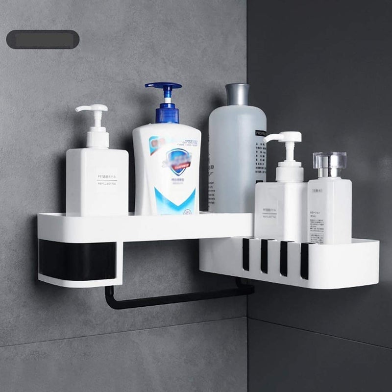 VENJA (LABEL) Kitchen Bathroom Storage Organizer Shelf | Plastic Adhesive Wall Mount Shower Shelf Suction Cup Corner Drain Basket | Bathroom Shelf Shampoo Holder (Multicolor) - Image 1