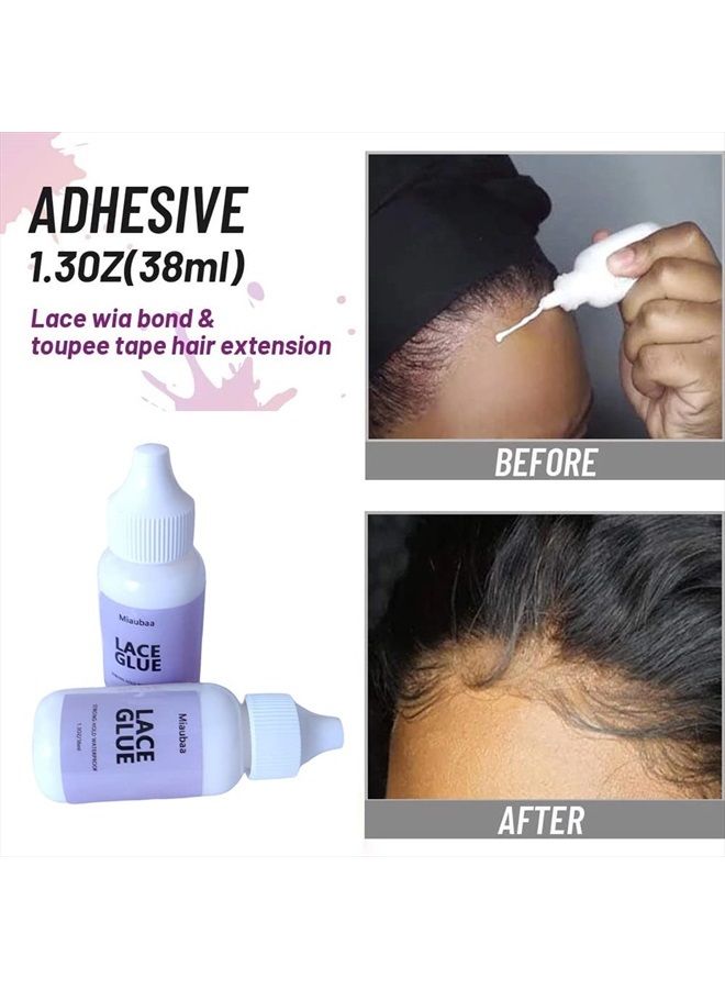 Miaubaa Wig Glue for Front Lace Wig, Wig Glue with Tools for Wigs, Hair Wax Stick, Rat Tail Combs, Elastic Band for Wigs Melting Lace, Wig Kit for Lace Front Wigs for Beginners with Glue 8 PCs - Image 3