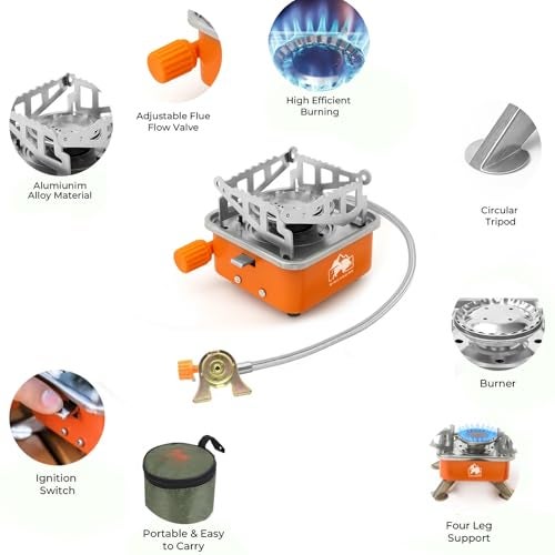 BISONBERG Camping Gas Stove, Portable Lightweight Folding Stainless Steel Furnace with Storage Bag for Outdoor Cooking, Picnic - Image 5