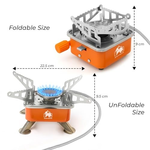 BISONBERG Camping Gas Stove, Portable Lightweight Folding Stainless Steel Furnace with Storage Bag for Outdoor Cooking, Picnic - Image 4