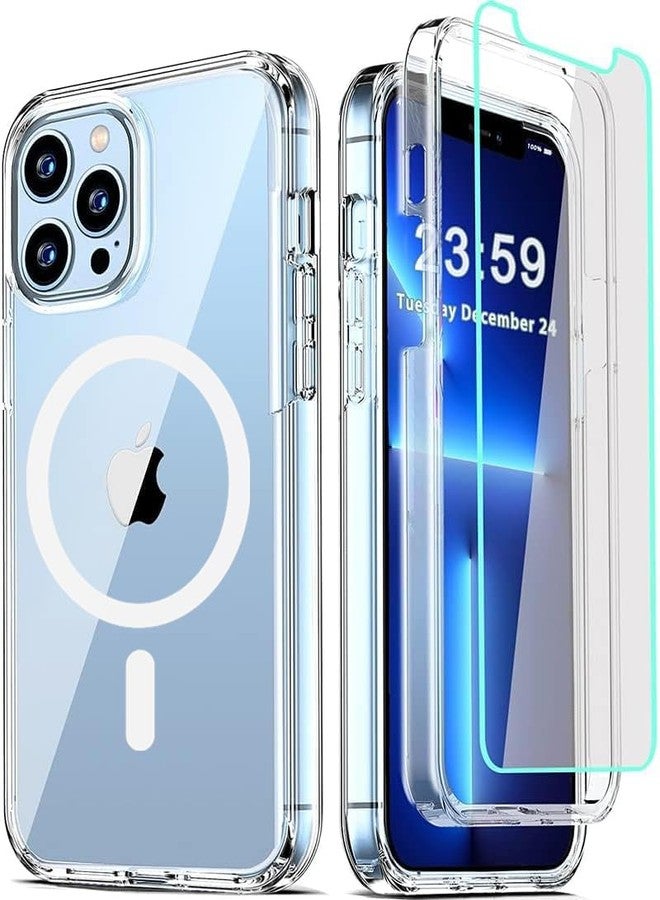 COOLQO Magnetic for iPhone 13 Pro Max Case with Screen Protectors, Compatible with MagSafe, Military Grade Drop Protection, Dual Layer Design Heavy Duty Protective Shockproof Phone Case, Clear - Image 1