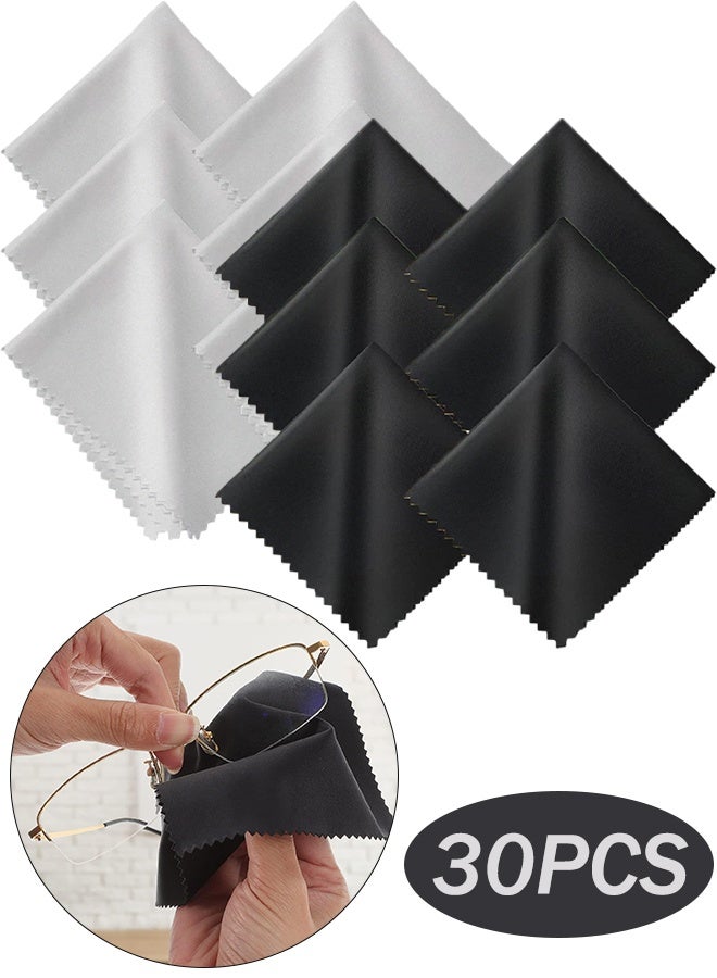 Microfiber Cleaning Cloths 30 Pack Glasses Cleaning Cloth Lint Free Cleaning Cloths for Lens, Eyeglasses, Screens, Tablets, Glasses(15pcsBlack&15pcsGrey,13 x 13cm) - Image 1
