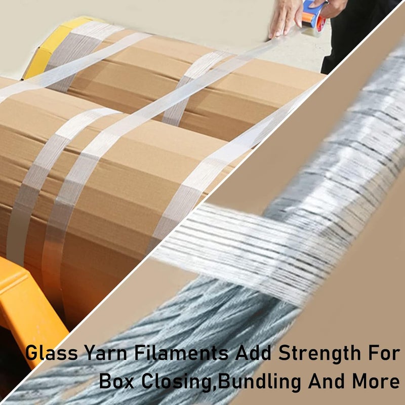 KAIY Strapping Tape Heavy Duty Fiberglass Tape Filament Reinforced Packing, 3/4 inch x 60 yds, High Tensile Strength Packing for Shipping, Moving, Carton Sealing, Transparent, Moisture Resistant - Image 4