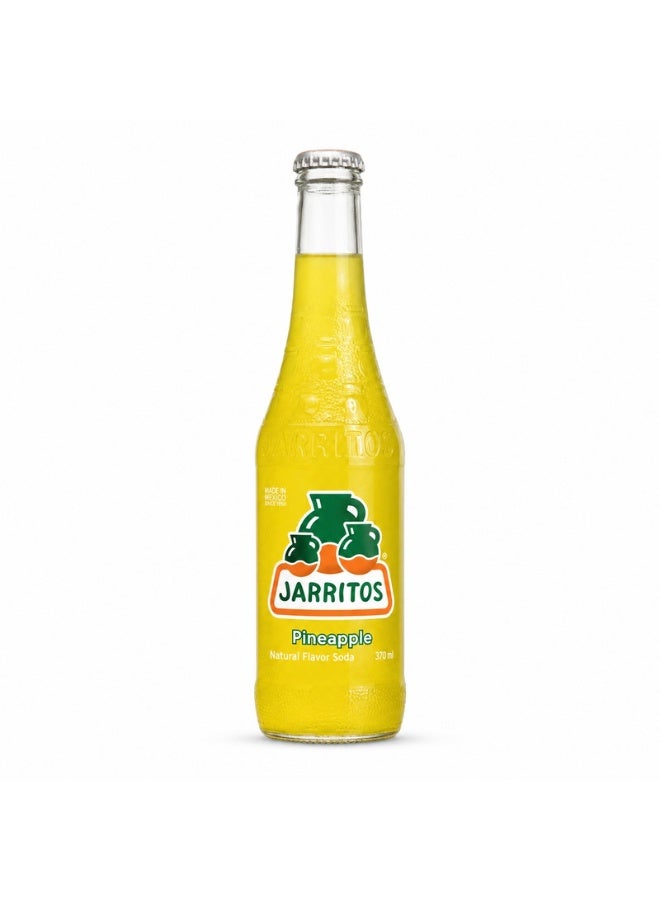 Jarritos Pineapple Flavoured Carbonated Soft Drink, Mexican Fruit Soda with Natural Pineapple Flavour, Refreshing Fizzy Beverage, Single Glass Bottle, Serve Chilled, 370 ml