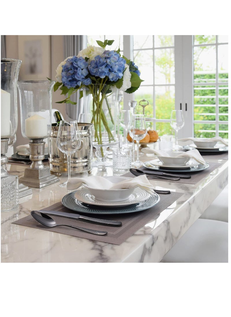 Excefore - Hammered Silverware Set, 4 Piece Modern Black 18 Or 10 Stainless Steel Flatware Set With Forks Spoons And Knives, Unique Metal Cutlery Sets For Home Restaurant, Mirror Polished And Dishwasher Safe - Image 1