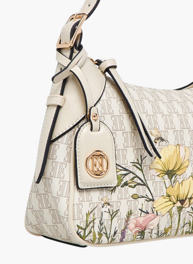 ELLE Monogram Print Shoulder Bag with Zip Closure  - Image 5