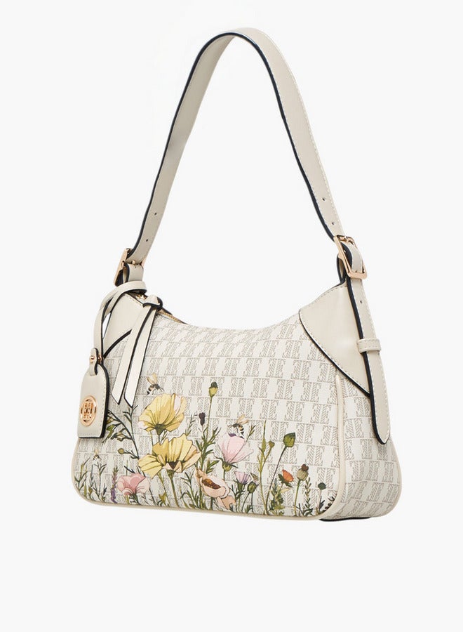 ELLE Monogram Print Shoulder Bag with Zip Closure  - Image 3