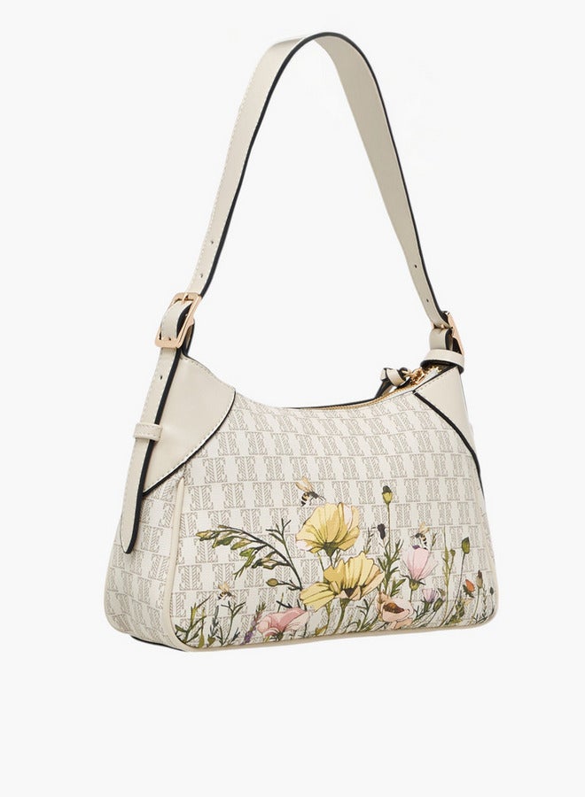 ELLE Monogram Print Shoulder Bag with Zip Closure  - Image 4
