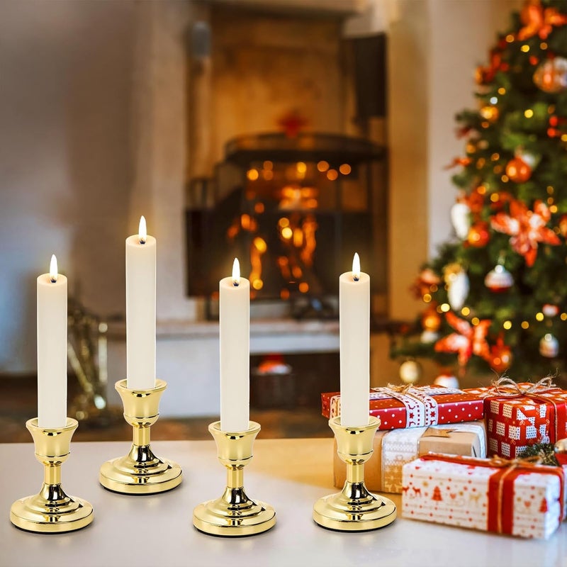 Luckam 4 Pack Gold Taper Candle Holder, 3 Inch Short Skinny Iron Candlestick Holders, Vintage Small Low Metal Candles Sticks for Table Centerpiece Wedding  s Birthday Party Dinning Decor - Image 2