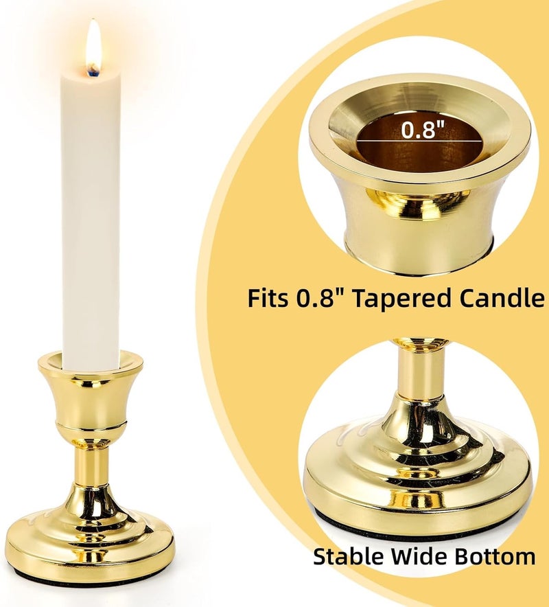 Luckam 4 Pack Gold Taper Candle Holder, 3 Inch Short Skinny Iron Candlestick Holders, Vintage Small Low Metal Candles Sticks for Table Centerpiece Wedding  s Birthday Party Dinning Decor - Image 4