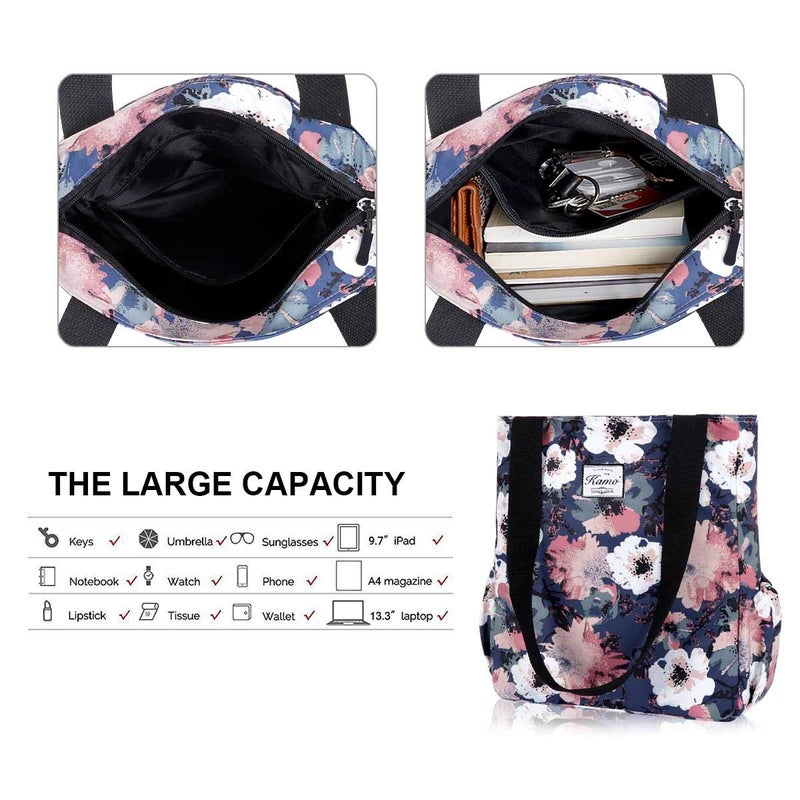 KAMO Floral Tote Bag - Waterproof Lightweight Handbags Travel Shoulder Bag for Hiking Yoga Gym Swimming Travel Beach - Image 5