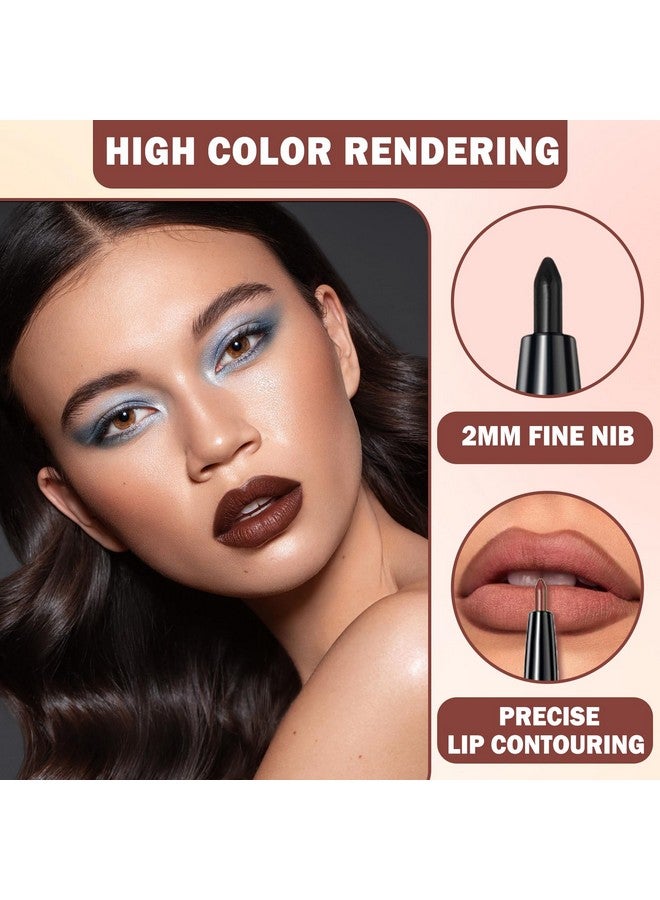 QIUFSSE قلم تحديد الشفاه الأسود 3 في 1 ومجموعة أحمر الشفاه وملمع الشفاه أحمر شفاه أسود غير لامع مجموعة ملمع الشفاه طويلة الأمد غير لاصقة مقاومة للتلطخ مع قلم تحديد الشفاه مكياج غوث مخملي (12 سحر أسود) - Image 5