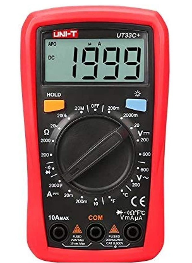 UniT - UNI-T ECVV Ut33C Plus Digital Palm Size Multi Meter Voltmeter Ammeter Resistance Lcr And Temperature With Backlight - Image 1