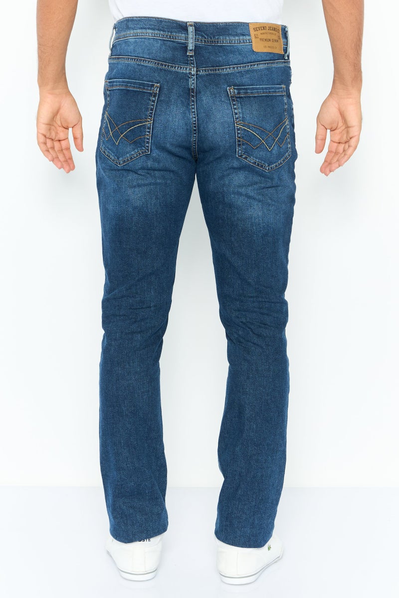 Men Slim Fit Solid Stretchable Denim Jeans, Blue