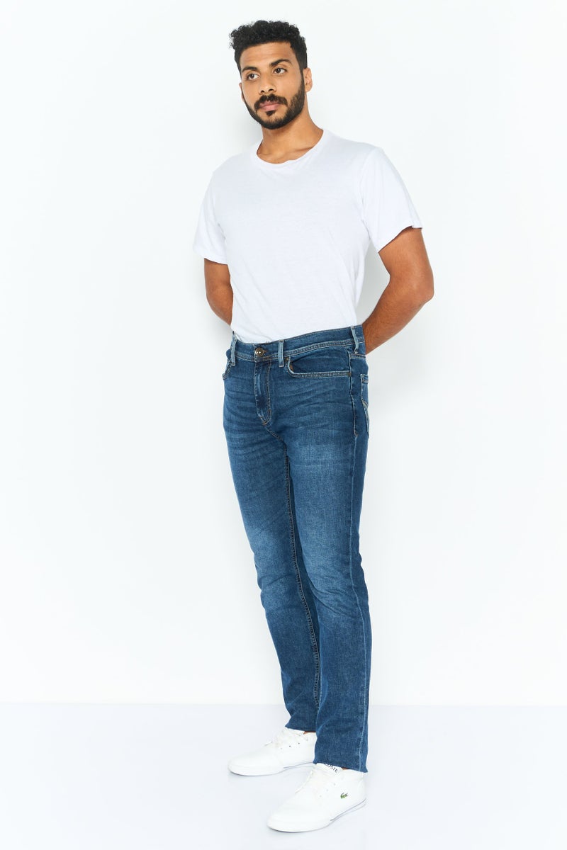 Men Slim Fit Solid Stretchable Denim Jeans, Blue