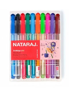 NATARAJ 10-Piece Tririte Medium Ballpoint Pen Multicolour 