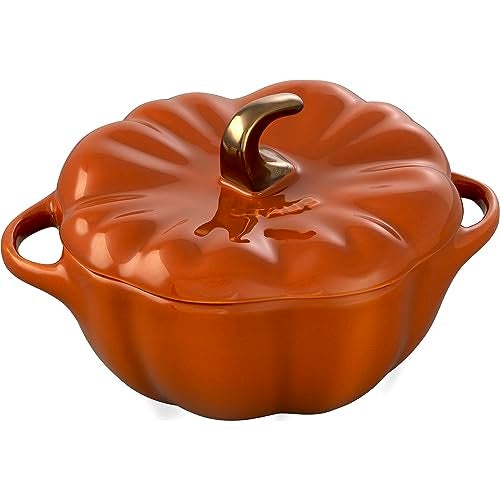 STAUB Ceramic 0.75-qt Petite Pumpkin, Oven & Stove Safe up to 572°F, Pumpkin Dish, Baking Candy Burnt Orange - Image 1